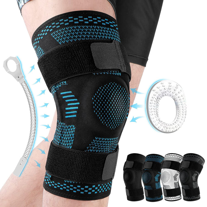 Premium Knee Brace Hinged Support Adjustable Knee Stabilizer Dual Side Hinges Breathable Knee Support for Gym Running Work Daily Use 6 Sizes