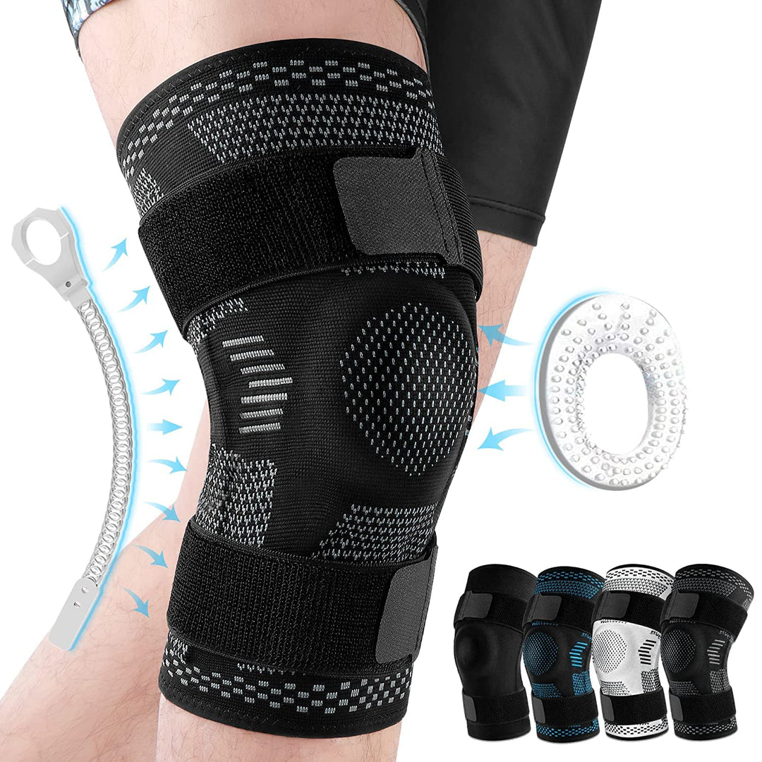 Premium Knee Brace Hinged Support Adjustable Knee Stabilizer Dual Side Hinges Breathable Knee Support for Gym Running Work Daily Use 6 Sizes