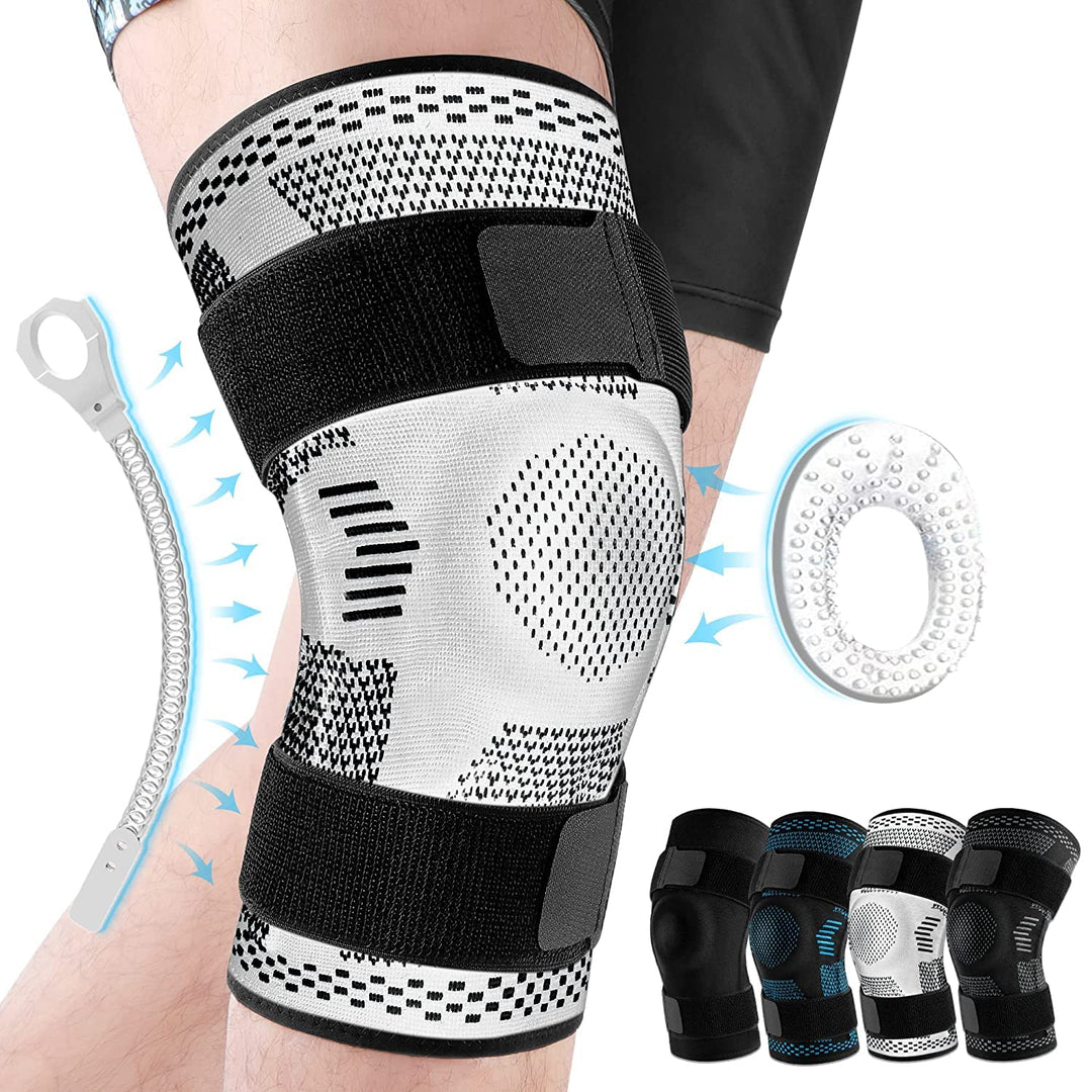 Premium Knee Brace Hinged Support Adjustable Knee Stabilizer Dual Side Hinges Breathable Knee Support for Gym Running Work Daily Use 6 Sizes