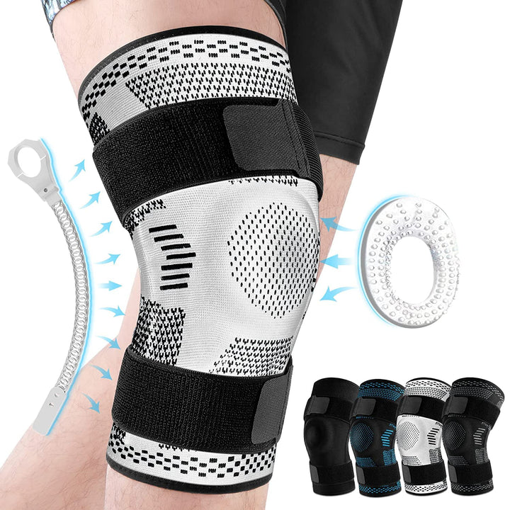 Premium Knee Brace Hinged Support Adjustable Knee Stabilizer Dual Side Hinges Breathable Knee Support for Gym Running Work Daily Use 6 Sizes