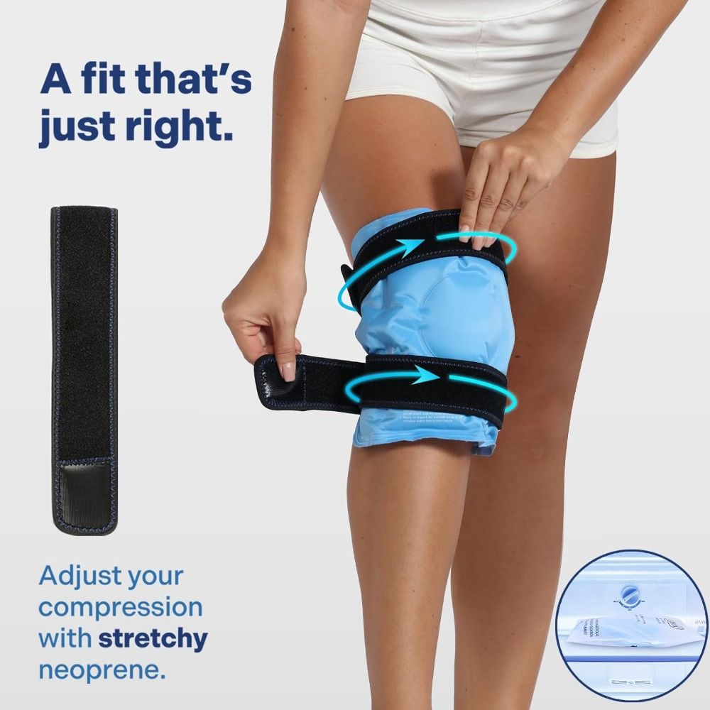 Premium Knee Ice Pack Wrap Hot Cold Compression Wrap Reusable Gel Knee Support Adjustable Straps Full Coverage Non Slip for Home Gym Daily Use Comfort