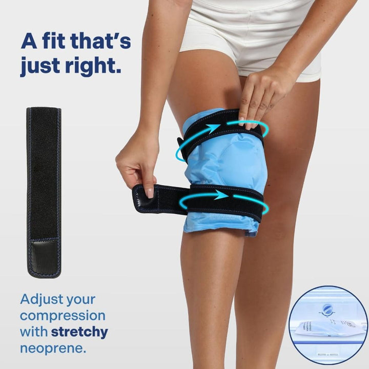 Premium Knee Ice Pack Wrap Hot Cold Compression Wrap Reusable Gel Knee Support Adjustable Straps Full Coverage Non Slip for Home Gym Daily Use Comfort