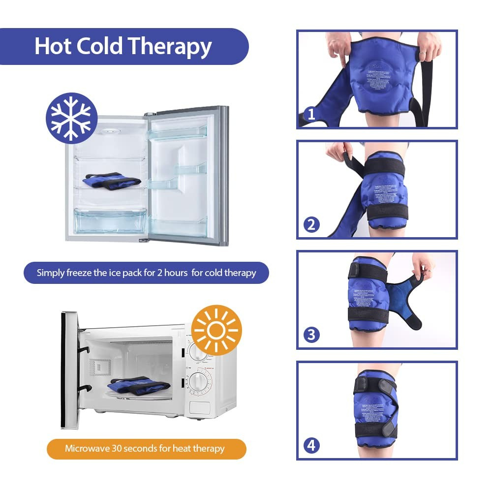 Premium Knee Ice Pack Wrap Hot Cold Compression Wrap Reusable Gel Knee Support Adjustable Straps Full Coverage Non Slip for Home Gym Daily Use Comfort