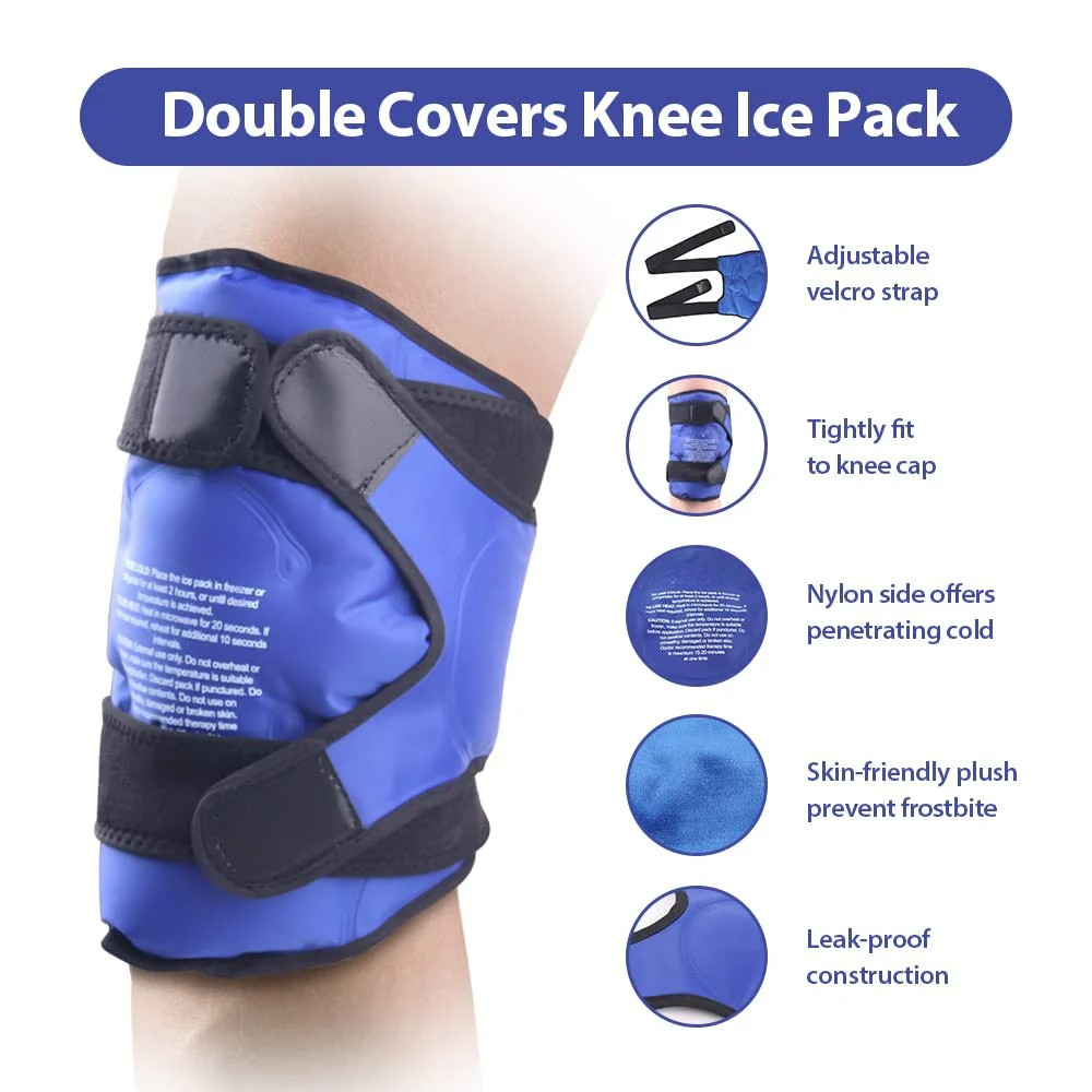 Premium Knee Ice Pack Wrap Hot Cold Compression Wrap Reusable Gel Knee Support Adjustable Straps Full Coverage Non Slip for Home Gym Daily Use Comfort