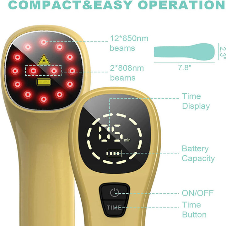 Premium LED Light Device Handheld 808nm 650nm Rechargeable Light Device Adjustable Timer Portable Light Tool with Goggles for Home Daily Use