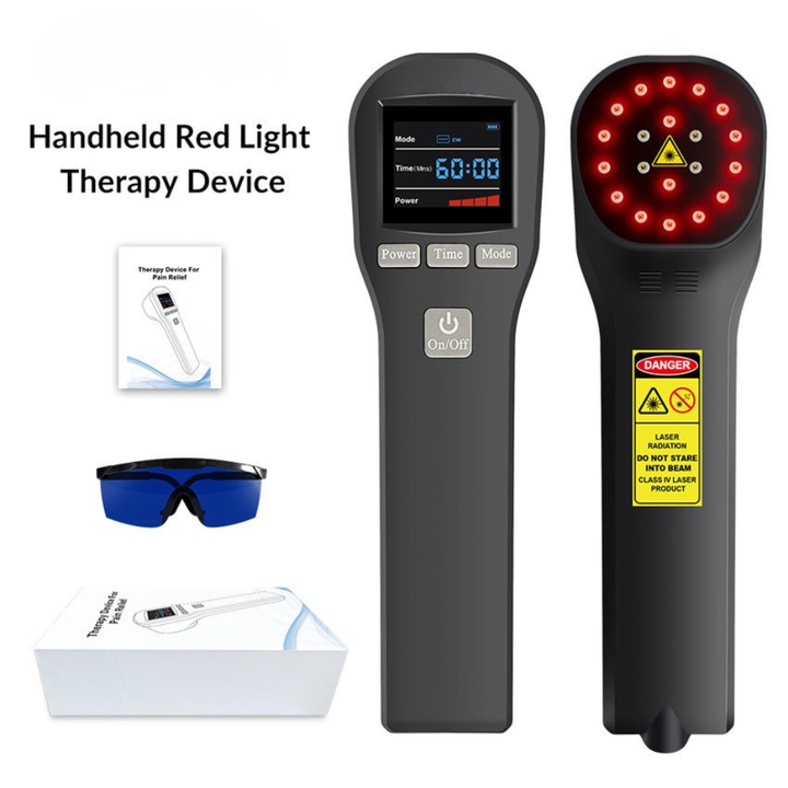Premium LED Light Device Handheld 808nm 650nm Rechargeable Light Device Adjustable Timer Portable Light Tool with Goggles for Home Daily Use