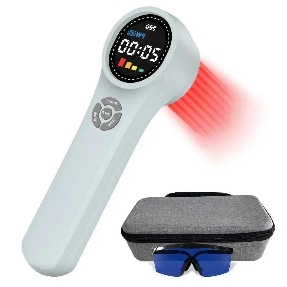 Premium LED Light Device Handheld 808nm 650nm Rechargeable Light Device Adjustable Timer Portable Light Tool with Goggles for Home Daily Use