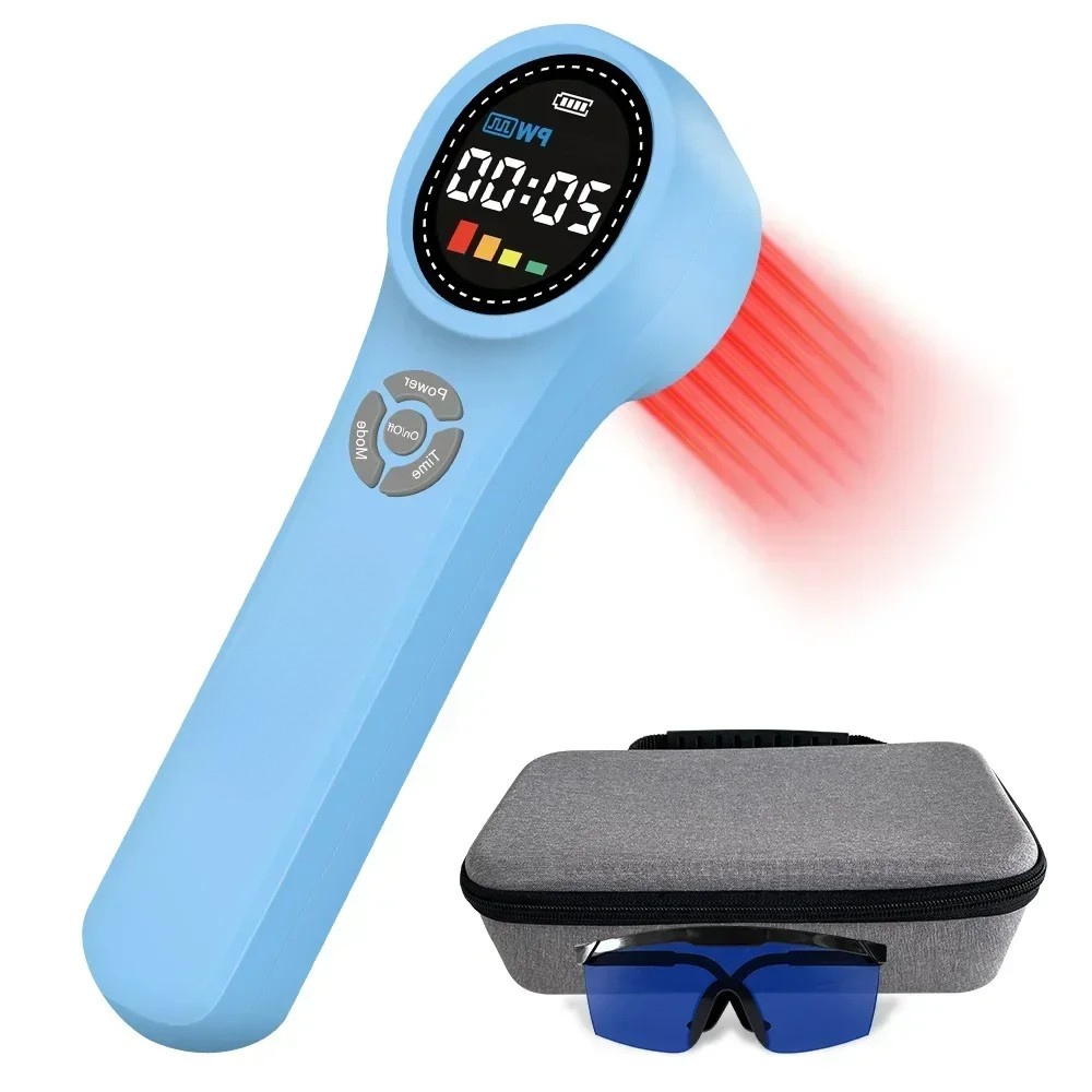 Premium LED Light Device Handheld 808nm 650nm Rechargeable Light Device Adjustable Timer Portable Light Tool with Goggles for Home Daily Use