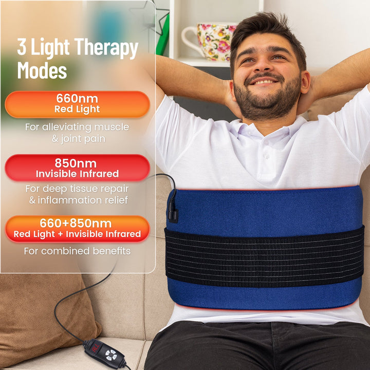 Premium LED Light Therapy Belt 660nm 850nm Wearable Heating Pad 360 LEDs Adjustable Wrap Portable Light Device for Home Gym Daily Use Comfort Fit