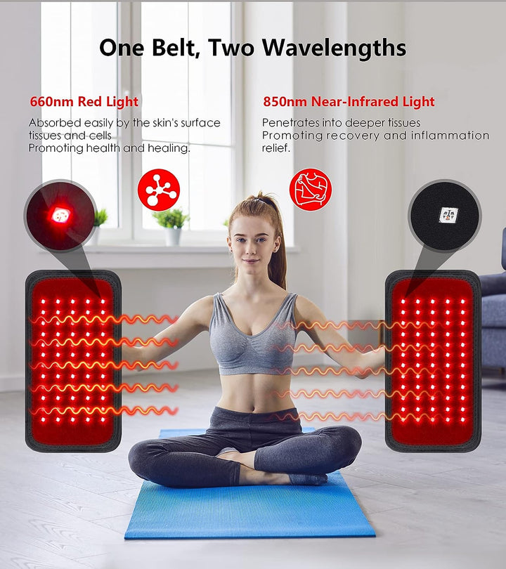 Premium LED Light Therapy Pad 660nm 850nm Portable Light Device 120 LEDs 16W Adjustable Straps Timer for Face Body Home Gym Daily Use Comfort
