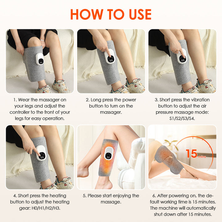 Premium Leg Massager Air Compression Calf Arm Massager Wireless Rechargeable Adjustable Intensity Portable Wrap for Home Office Travel Daily Use Comfort