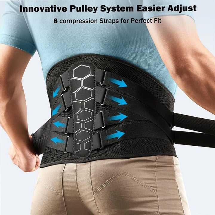 Premium Lower Back Brace Lumbar Support Belt Adjustable Compression Breathable Back Support for Gym Work Lifting Travel Daily Use Comfort Fit