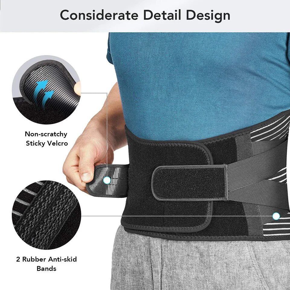 Premium Lower Back Brace Lumbar Support Belt Adjustable Compression Breathable Design for Gym Weight Lifting and Work Daily Use Comfort Fit Support