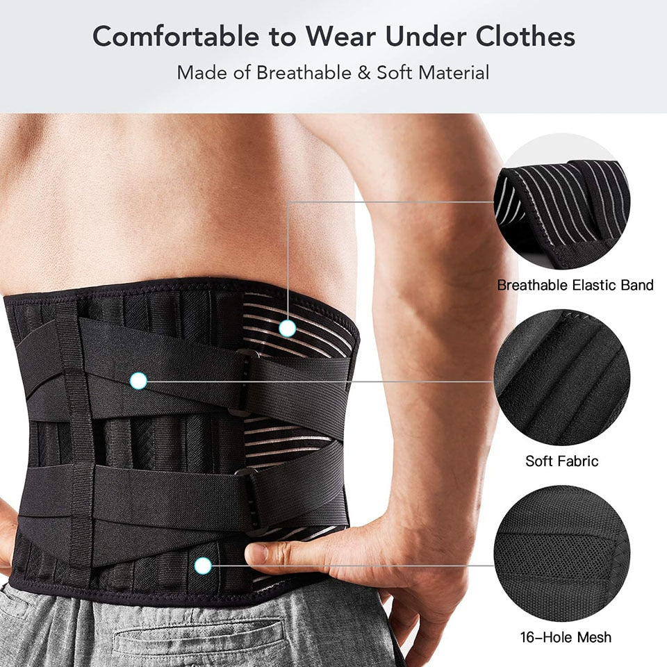 Premium Lower Back Brace Lumbar Support Belt Adjustable Compression Breathable Design for Gym Weight Lifting and Work Daily Use Comfort Fit Support