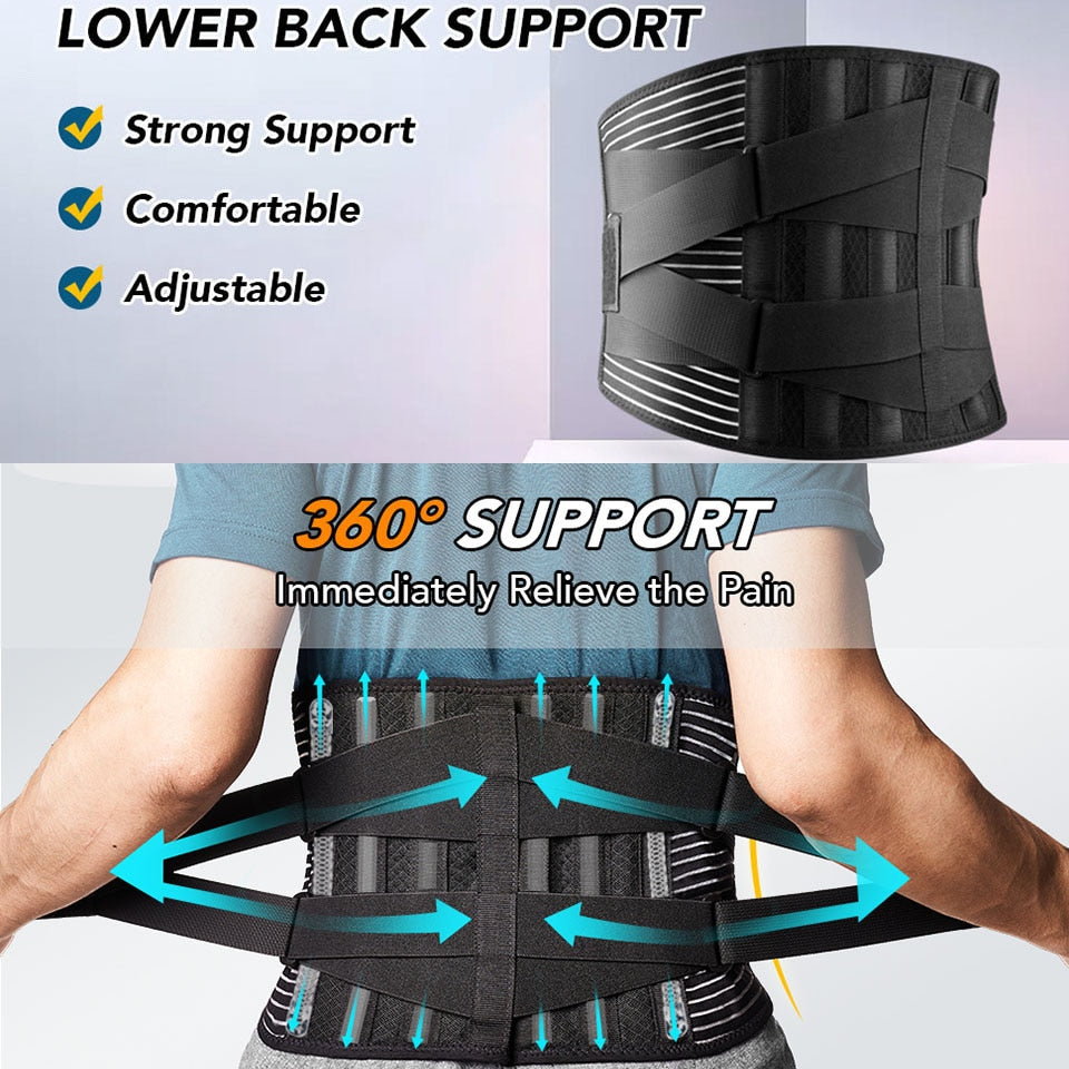 Premium Lower Back Brace Lumbar Support Belt Adjustable Compression Breathable Design for Gym Weight Lifting and Work Daily Use Comfort Fit Support