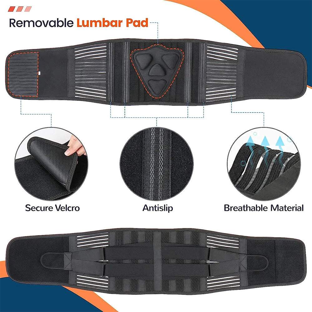 Premium Lower Back Brace Lumbar Support Belt Adjustable Compression Breathable Design for Gym Weight Lifting and Work Daily Use Comfort Fit Support