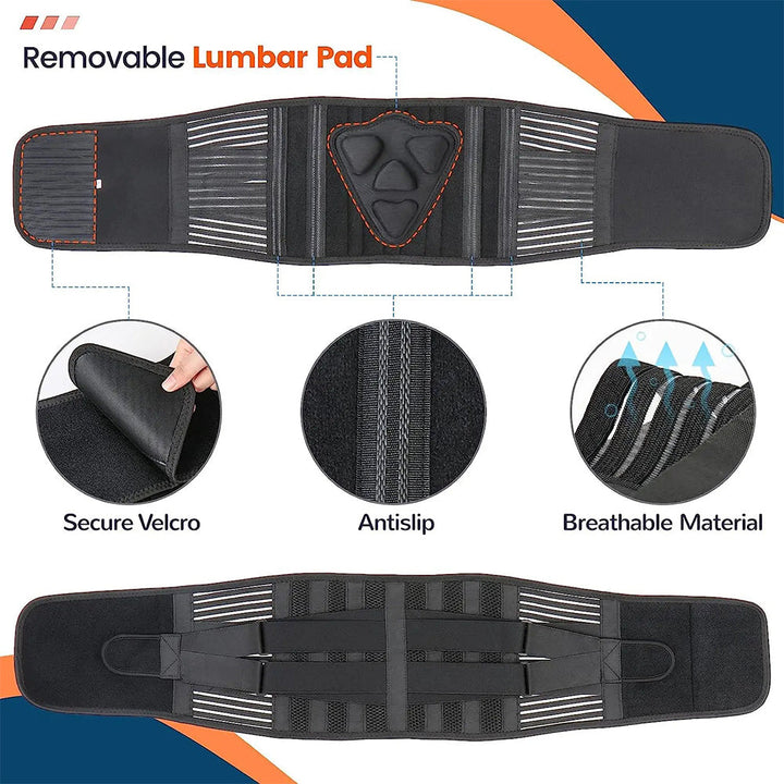 Premium Lower Back Brace Lumbar Support Belt Adjustable Compression Breathable Design for Gym Weight Lifting and Work Daily Use Comfort Fit Support