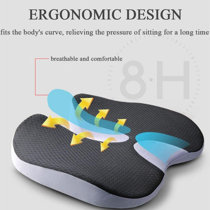 Premium Memory Foam Seat Cushion Ergonomic Chair Pad Non Slip Support Cushion for Office Chair Car Seat Portable Comfort Cushion Daily Use Travel