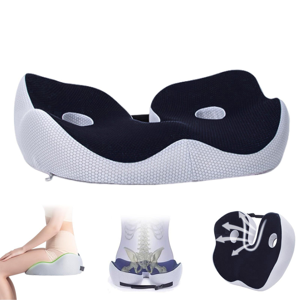 Premium Memory Foam Seat Cushion Ergonomic Sit Bone Support Pad Breathable Washable Chair Cushion for Office Car Home Long Sitting Daily Use Comfort