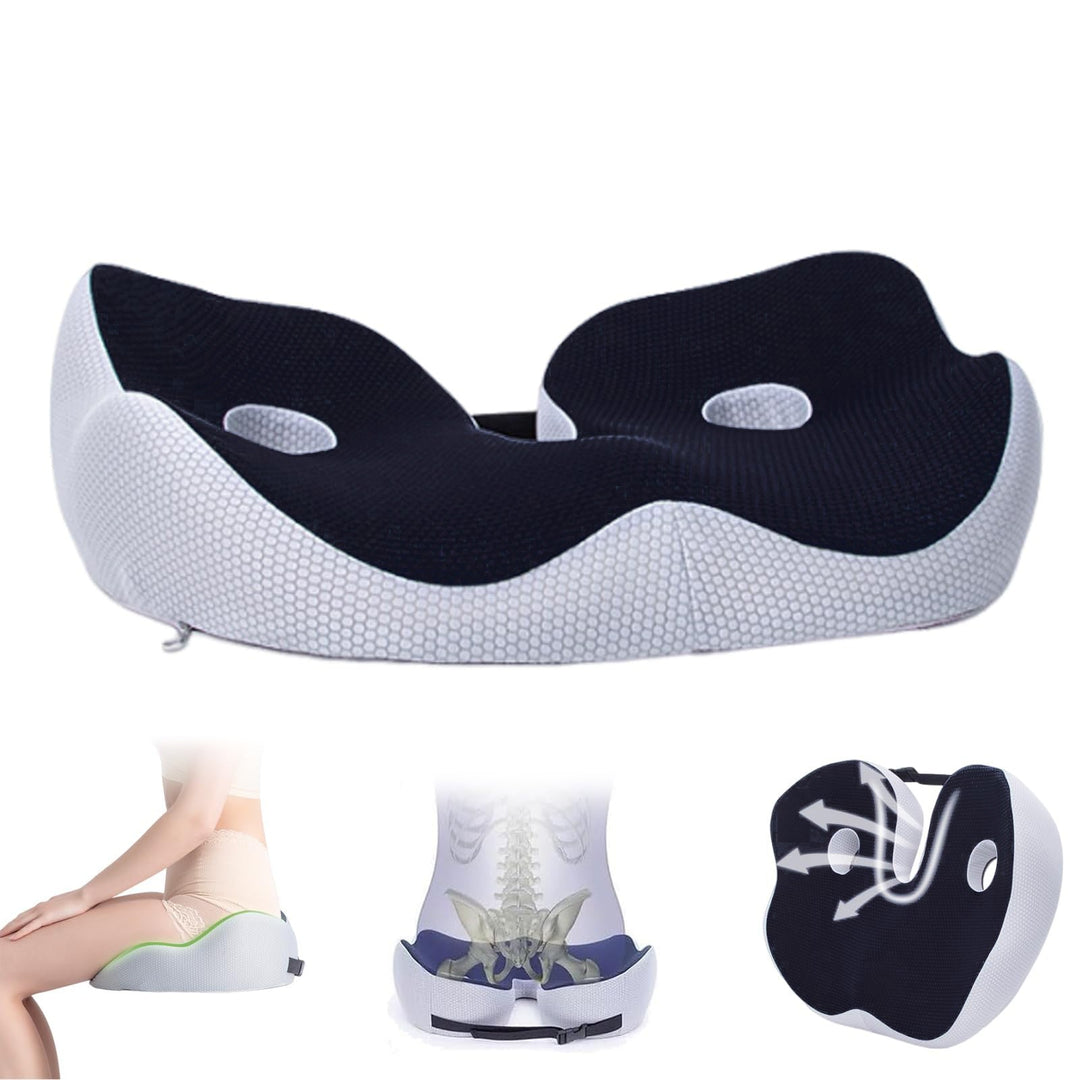 Premium Memory Foam Seat Cushion Ergonomic Sit Bone Support Pad Breathable Washable Chair Cushion for Office Car Home Long Sitting Daily Use Comfort