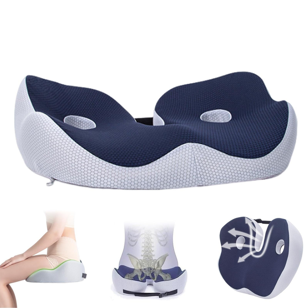 Premium Memory Foam Seat Cushion Ergonomic Sit Bone Support Pad Breathable Washable Chair Cushion for Office Car Home Long Sitting Daily Use Comfort