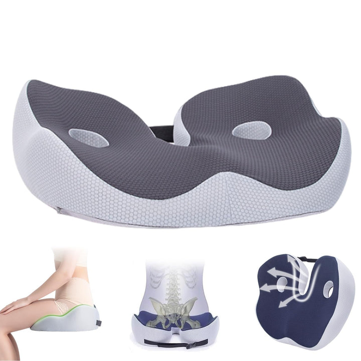 Premium Memory Foam Seat Cushion Ergonomic Sit Bone Support Pad Breathable Washable Chair Cushion for Office Car Home Long Sitting Daily Use Comfort