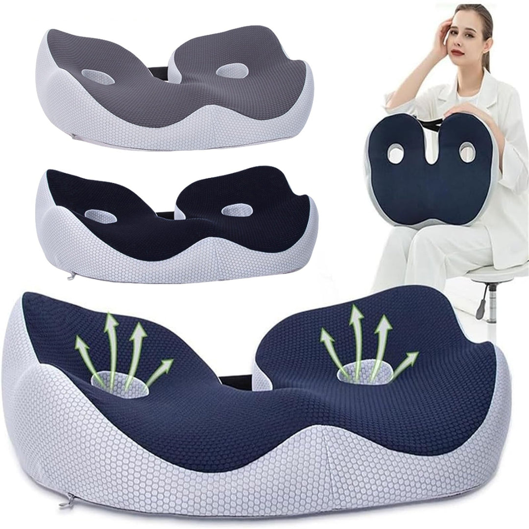 Premium Memory Foam Seat Cushion Ergonomic Sit Bone Support Pad Breathable Washable Chair Cushion for Office Car Home Long Sitting Daily Use Comfort