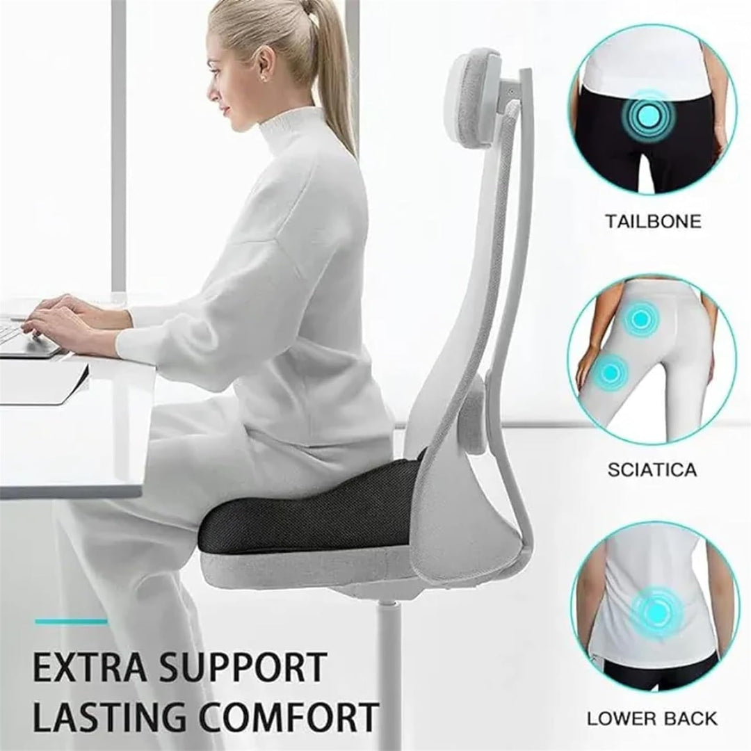 Premium Memory Foam Seat Cushion Ergonomic Sit Bone Support Pad Breathable Washable Chair Cushion for Office Car Home Long Sitting Daily Use Comfort
