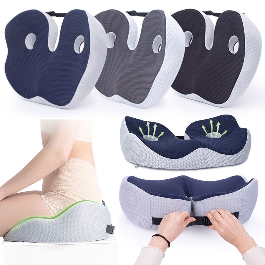 Premium Memory Foam Seat Cushion Ergonomic Sit Bone Support Pad Breathable Washable Chair Cushion for Office Car Home Long Sitting Daily Use Comfort