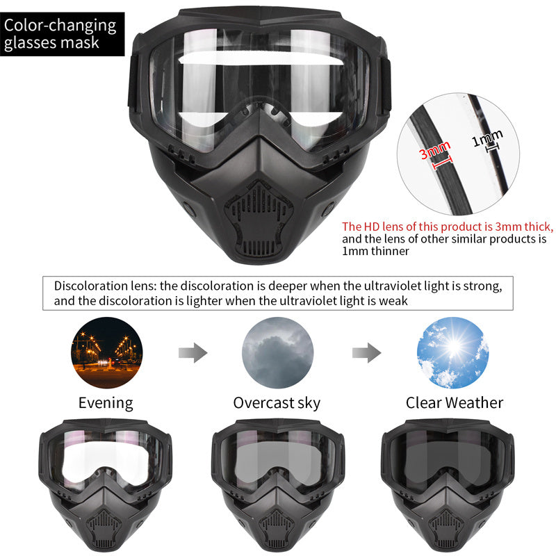 Premium Motorcycle Mask Goggles Skull Face Mask Breathable Wind Dust Cover Adjustable Strap Helmet Compatible Outdoor Riding Glasses Multicolor Lens