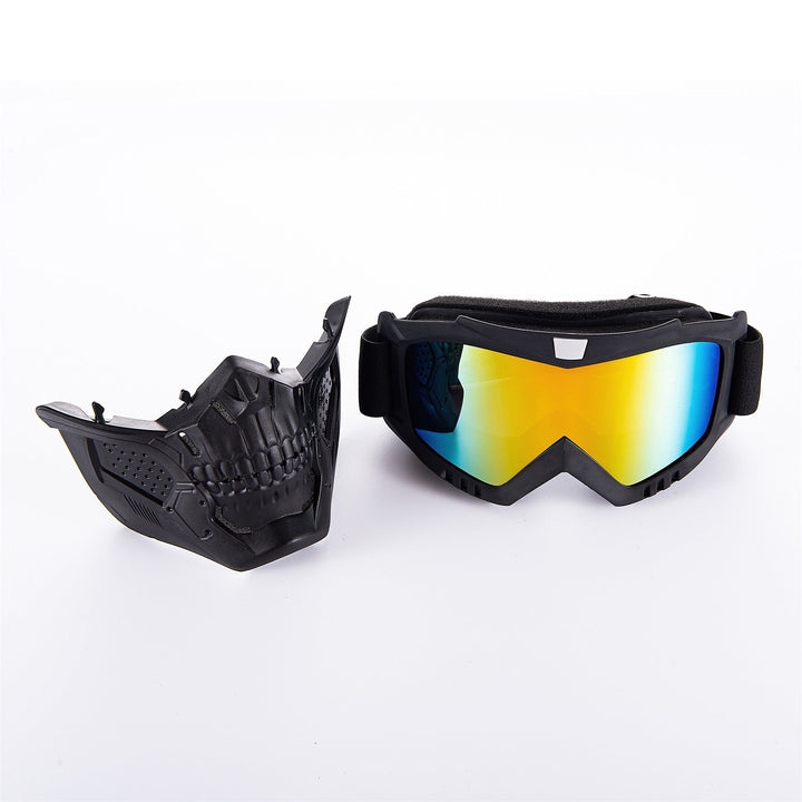 Premium Motorcycle Mask Goggles Skull Face Mask Breathable Wind Dust Cover Adjustable Strap Helmet Compatible Outdoor Riding Glasses Multicolor Lens