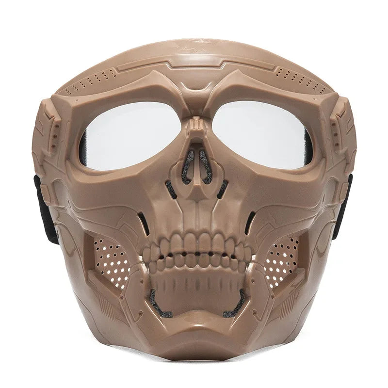 Premium Motorcycle Mask Goggles Skull Face Mask Breathable Wind Dust Cover Adjustable Strap Helmet Compatible Outdoor Riding Glasses Multicolor Lens