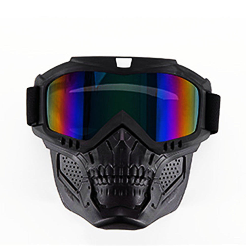Premium Motorcycle Mask Goggles Skull Face Mask Breathable Wind Dust Cover Adjustable Strap Helmet Compatible Outdoor Riding Glasses Multicolor Lens