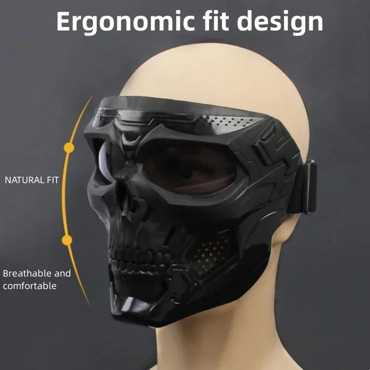 Premium Motorcycle Mask Goggles Skull Face Mask Breathable Wind Dust Cover Adjustable Strap Helmet Compatible Outdoor Riding Glasses Multicolor Lens