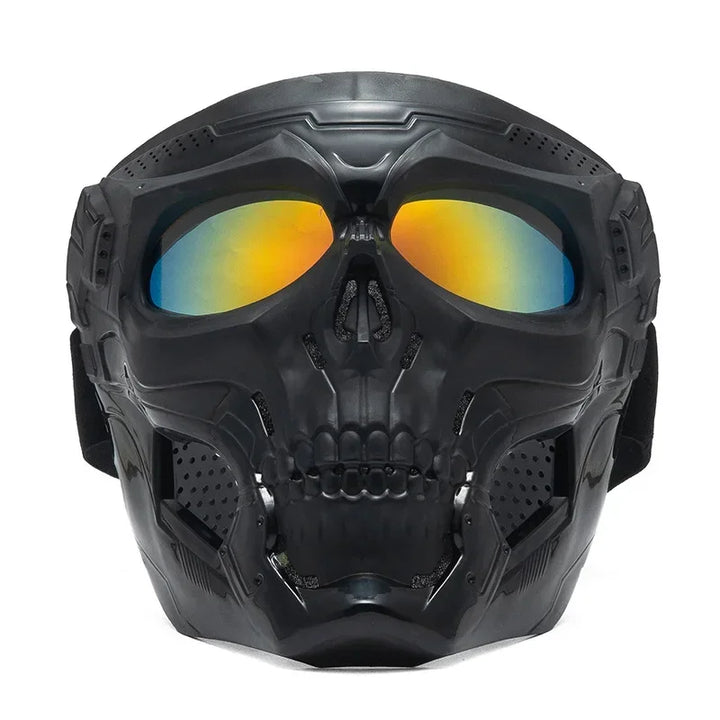 Premium Motorcycle Mask Goggles Skull Face Mask Breathable Wind Dust Cover Adjustable Strap Helmet Compatible Outdoor Riding Glasses Multicolor Lens
