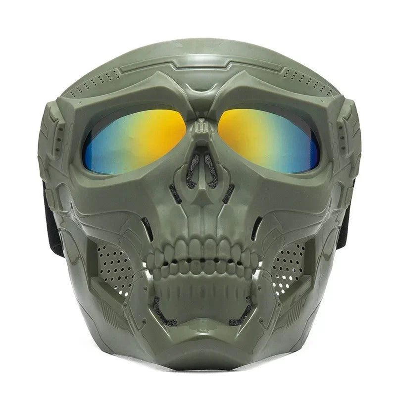 Premium Motorcycle Mask Goggles Skull Face Mask Breathable Wind Dust Cover Adjustable Strap Helmet Compatible Outdoor Riding Glasses Multicolor Lens