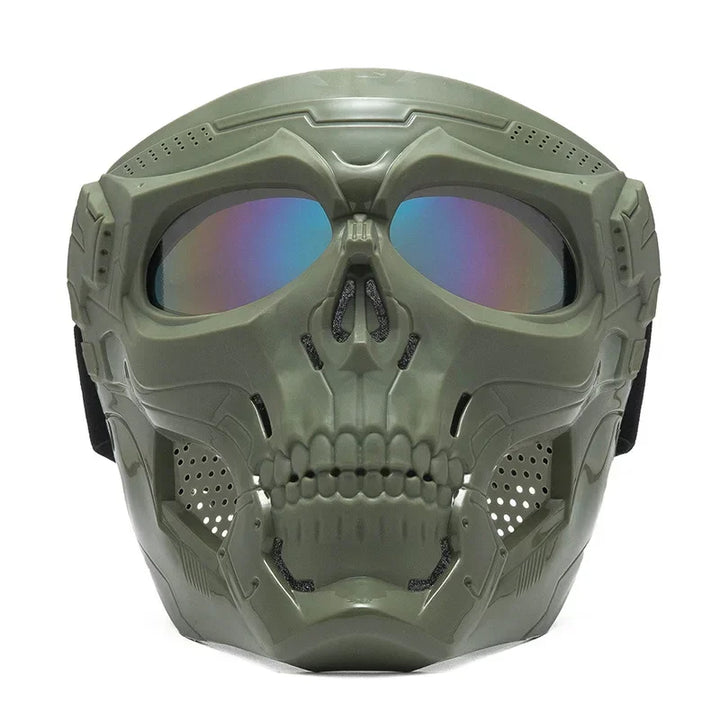 Premium Motorcycle Mask Goggles Skull Face Mask Breathable Wind Dust Cover Adjustable Strap Helmet Compatible Outdoor Riding Glasses Multicolor Lens