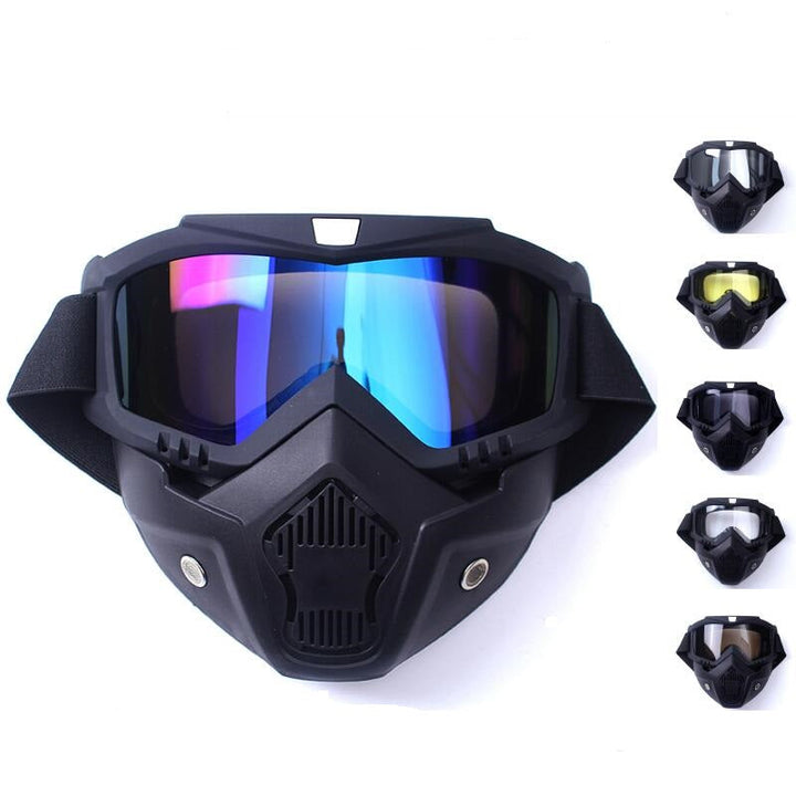 Premium Motorcycle Mask Goggles Skull Face Mask Breathable Wind Dust Cover Adjustable Strap Helmet Compatible Outdoor Riding Glasses Multicolor Lens