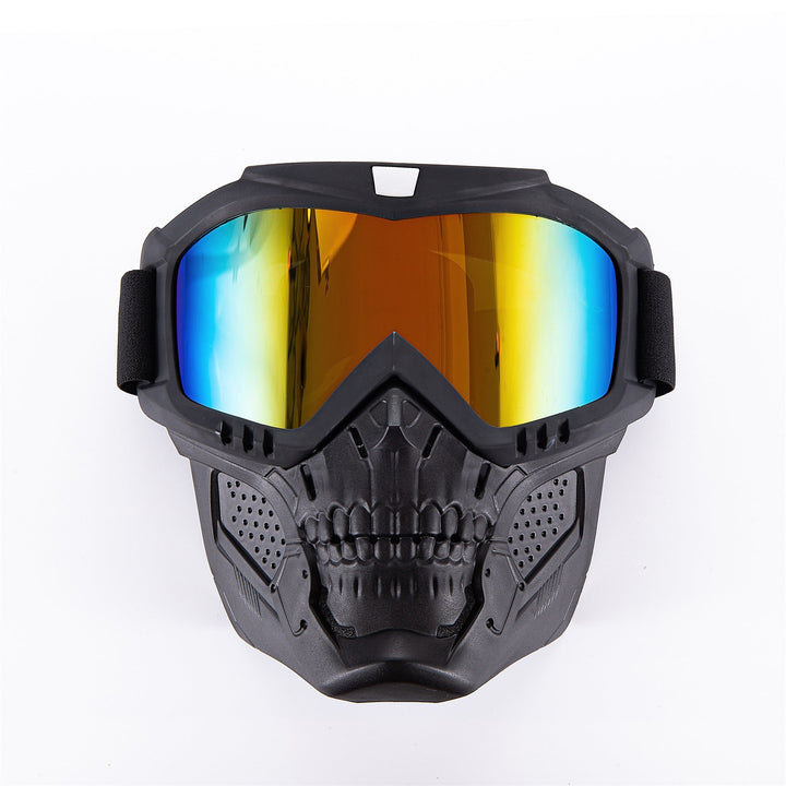 Premium Motorcycle Mask Goggles Skull Face Mask Breathable Wind Dust Cover Adjustable Strap Helmet Compatible Outdoor Riding Glasses Multicolor Lens