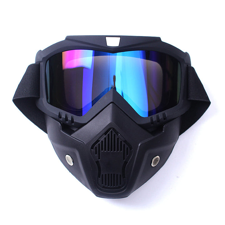 Premium Motorcycle Mask Goggles Skull Face Mask Breathable Wind Dust Cover Adjustable Strap Helmet Compatible Outdoor Riding Glasses Multicolor Lens