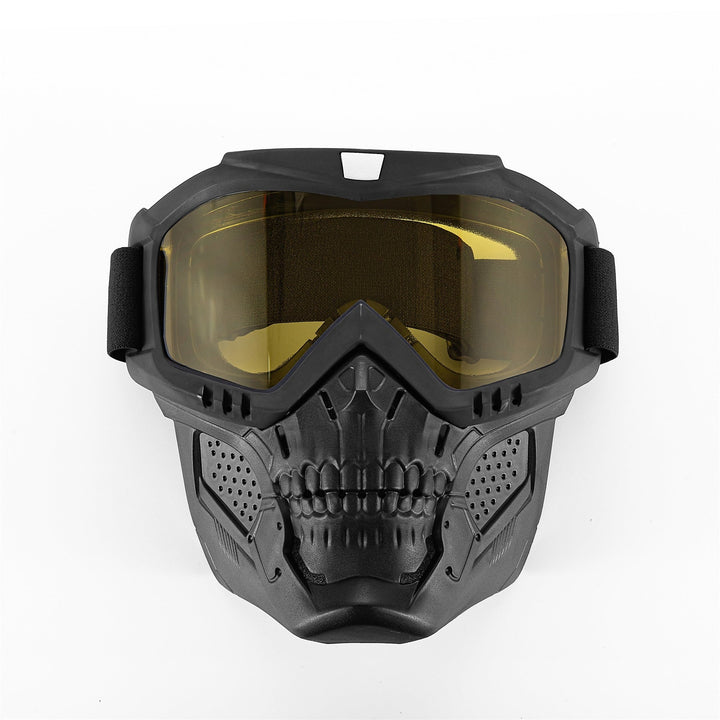 Premium Motorcycle Mask Goggles Skull Face Mask Breathable Wind Dust Cover Adjustable Strap Helmet Compatible Outdoor Riding Glasses Multicolor Lens