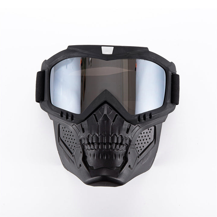 Premium Motorcycle Mask Goggles Skull Face Mask Breathable Wind Dust Cover Adjustable Strap Helmet Compatible Outdoor Riding Glasses Multicolor Lens