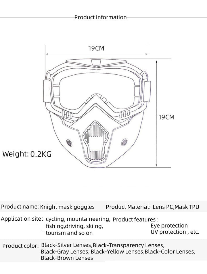 Premium Motorcycle Mask Goggles Skull Face Mask Breathable Wind Dust Cover Adjustable Strap Helmet Compatible Outdoor Riding Glasses Multicolor Lens