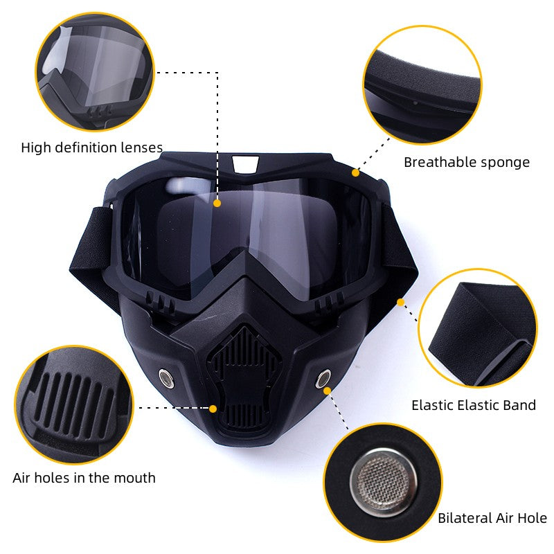 Premium Motorcycle Mask Goggles Skull Face Mask Breathable Wind Dust Cover Adjustable Strap Helmet Compatible Outdoor Riding Glasses Multicolor Lens