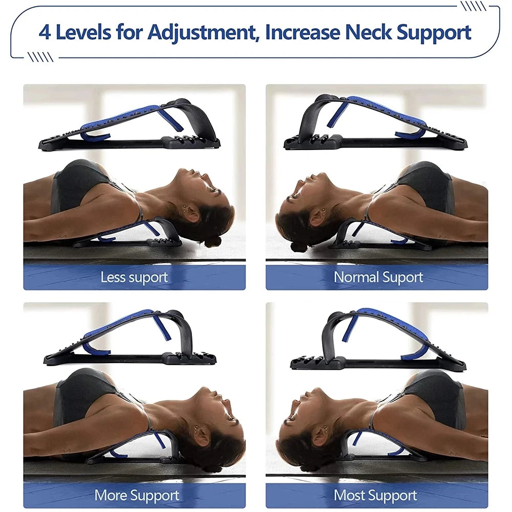Premium Neck Stretcher Adjustable 4 Level Cervical Support Back Stretcher Ergonomic Design Portable Neck Back Support for Work Travel Daily Use Comfort