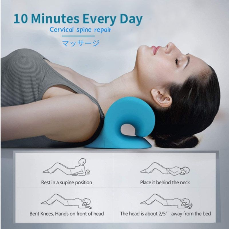 Premium Neck Stretcher Pillow Cervical Support Relaxer Ergonomic Neck Massage Cushion Foam Neck Support for Home Office Travel Daily Use Comfort