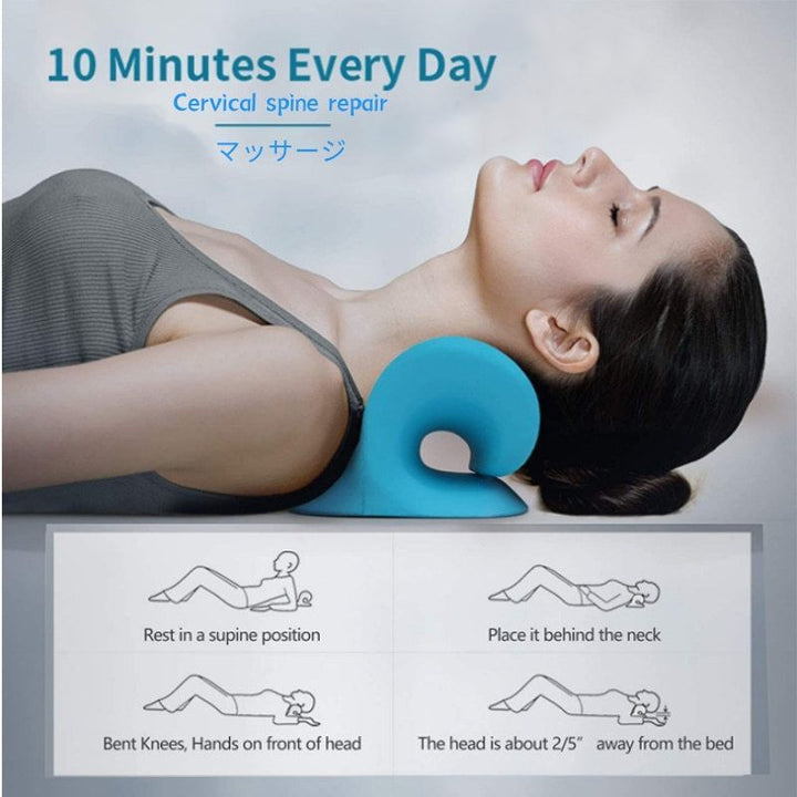 Premium Neck Stretcher Pillow Cervical Support Relaxer Ergonomic Neck Massage Cushion Foam Neck Support for Home Office Travel Daily Use Comfort