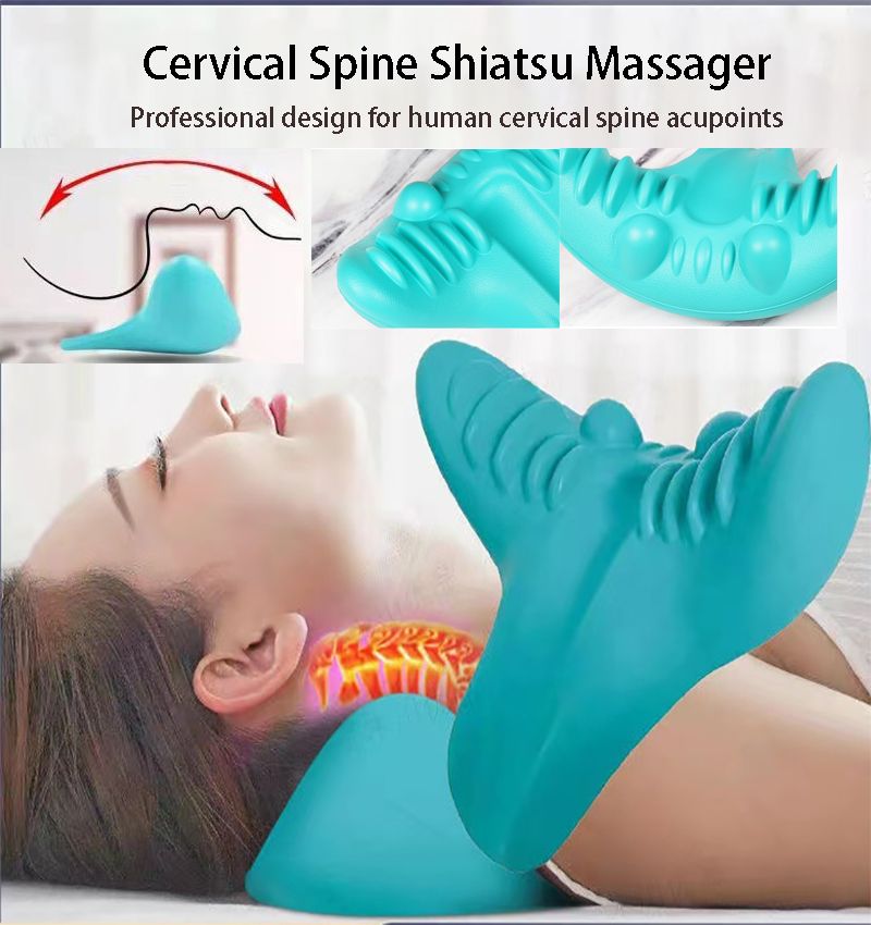 Premium Neck Stretcher Pillow Cervical Support Relaxer Ergonomic Neck Massage Cushion Foam Neck Support for Home Office Travel Daily Use Comfort