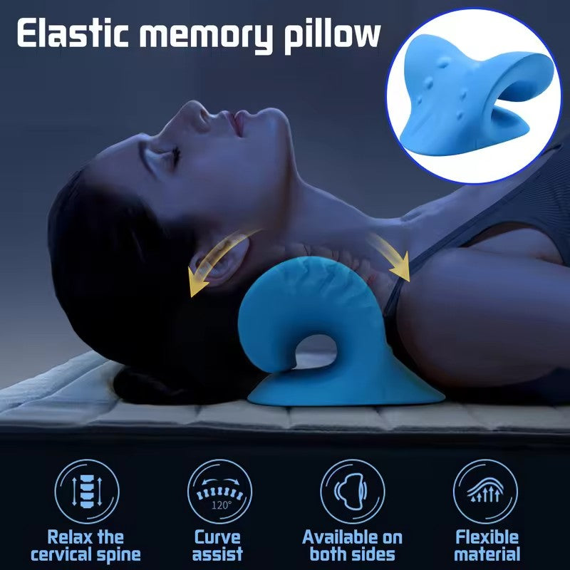 Premium Neck Stretcher Pillow Cervical Support Relaxer Ergonomic Neck Massage Cushion Foam Neck Support for Home Office Travel Daily Use Comfort