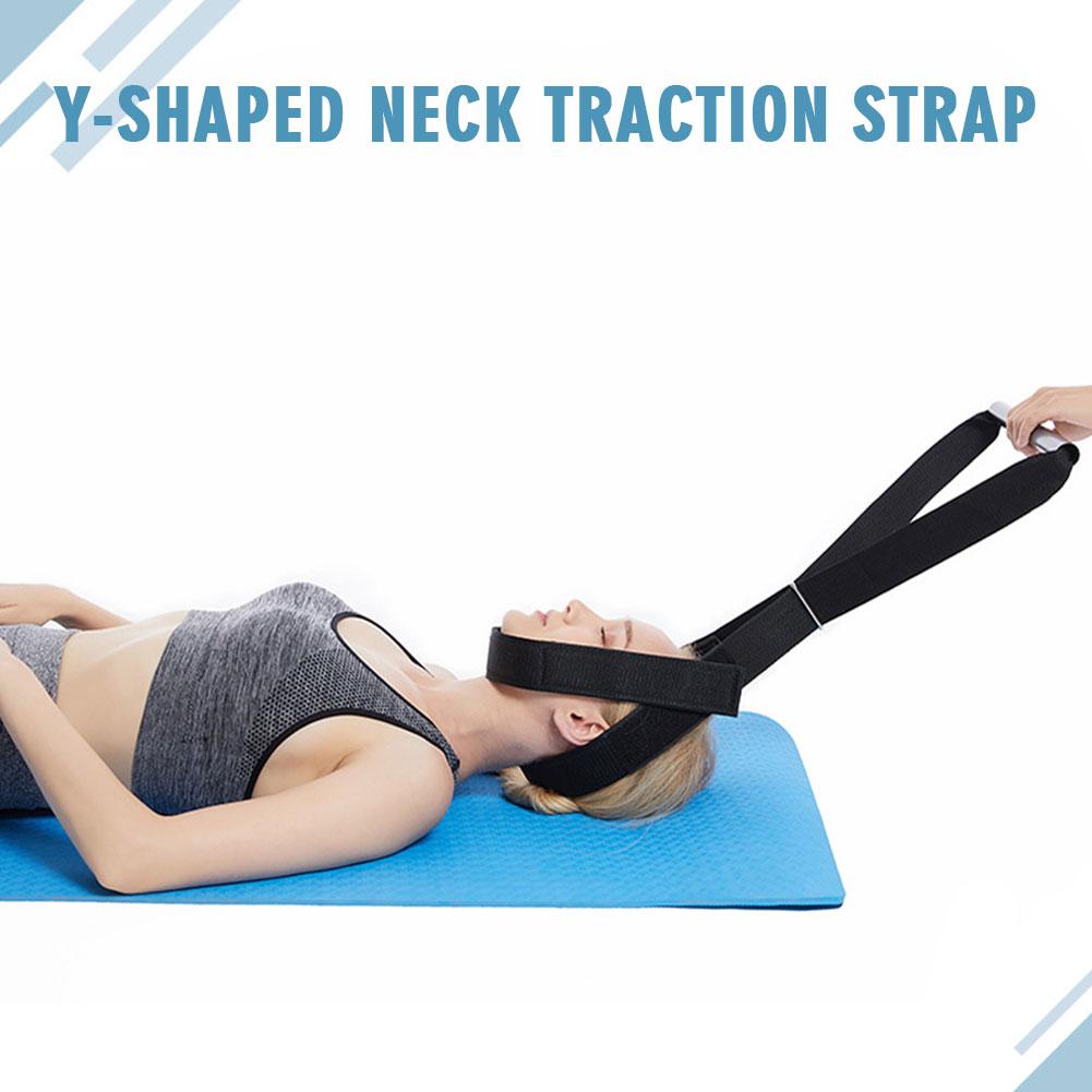 Premium Neck Traction Belt Adjustable Y Shaped Neck Support Brace Neoprene Cervical Support Strap Portable for Home Office Travel Daily Use Comfort Fit